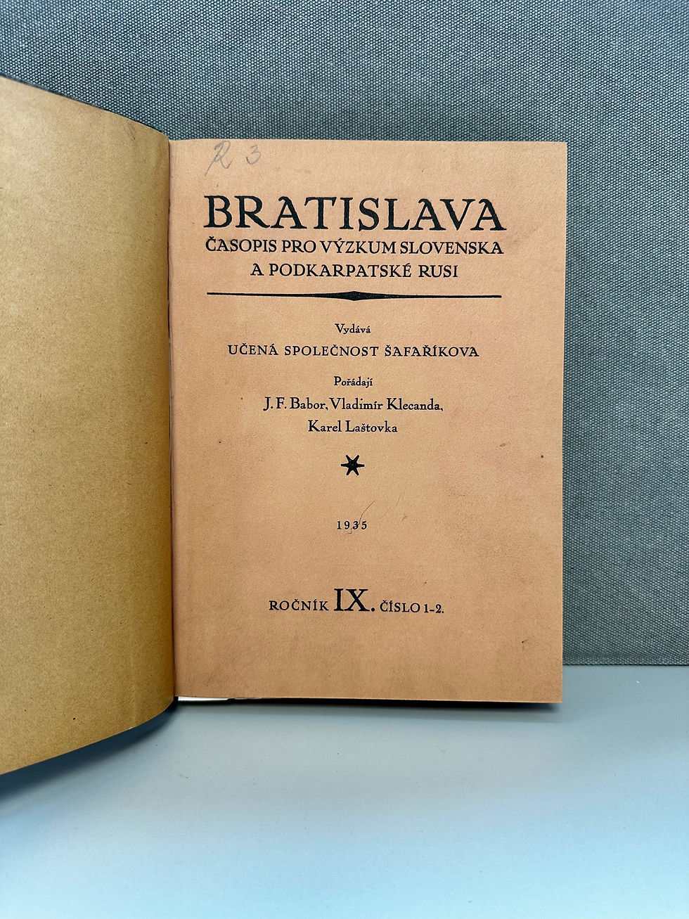 Miniatúra: Bratislava: Časopis pro výzkum Slovenska a Podkarpatské Rusi. Ročník IX,čislo1-2