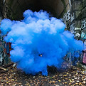 Blue Colored Smoke in Alley