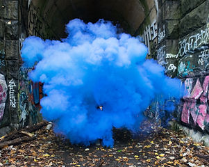 Blue Colored Smoke in Alley