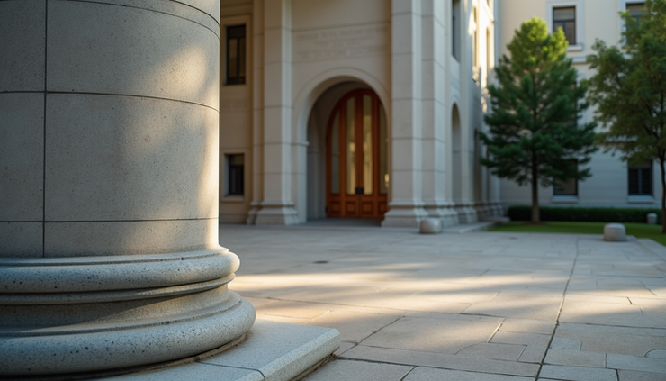 Close-up view of a Brazilian Supreme Federal Court building entrance
