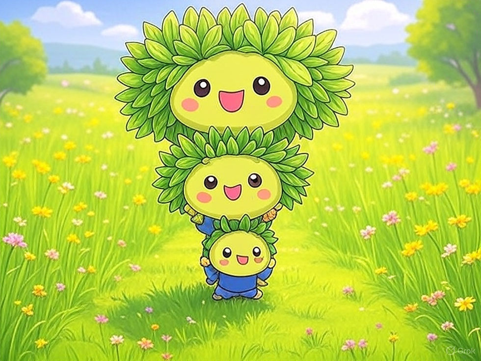 Three shrubs standing on each other's shoulders