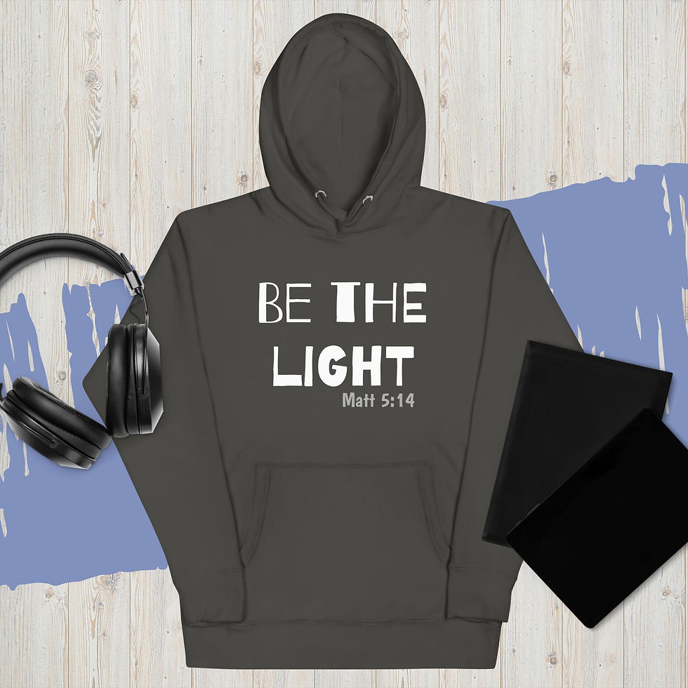 Thumbnail: Be the Light Matt 5:14 (Light, duo colored Lettering) Unisex Hoodie