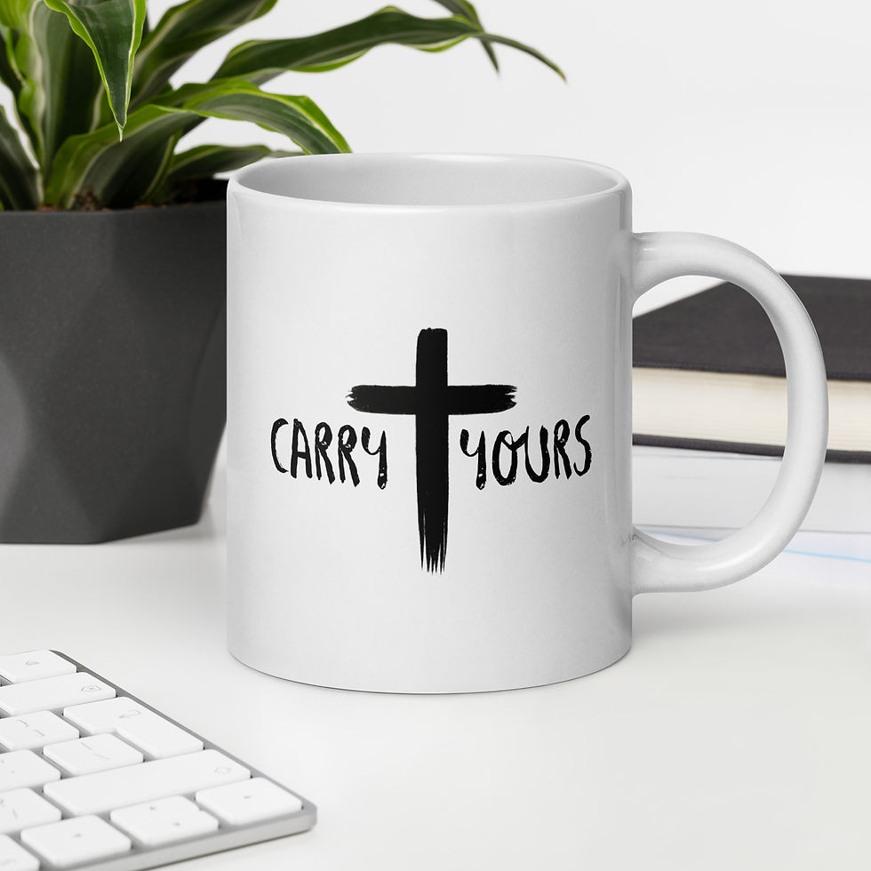 Thumbnail: Carry Your Cross with AUBTL Logo, White glossy mug