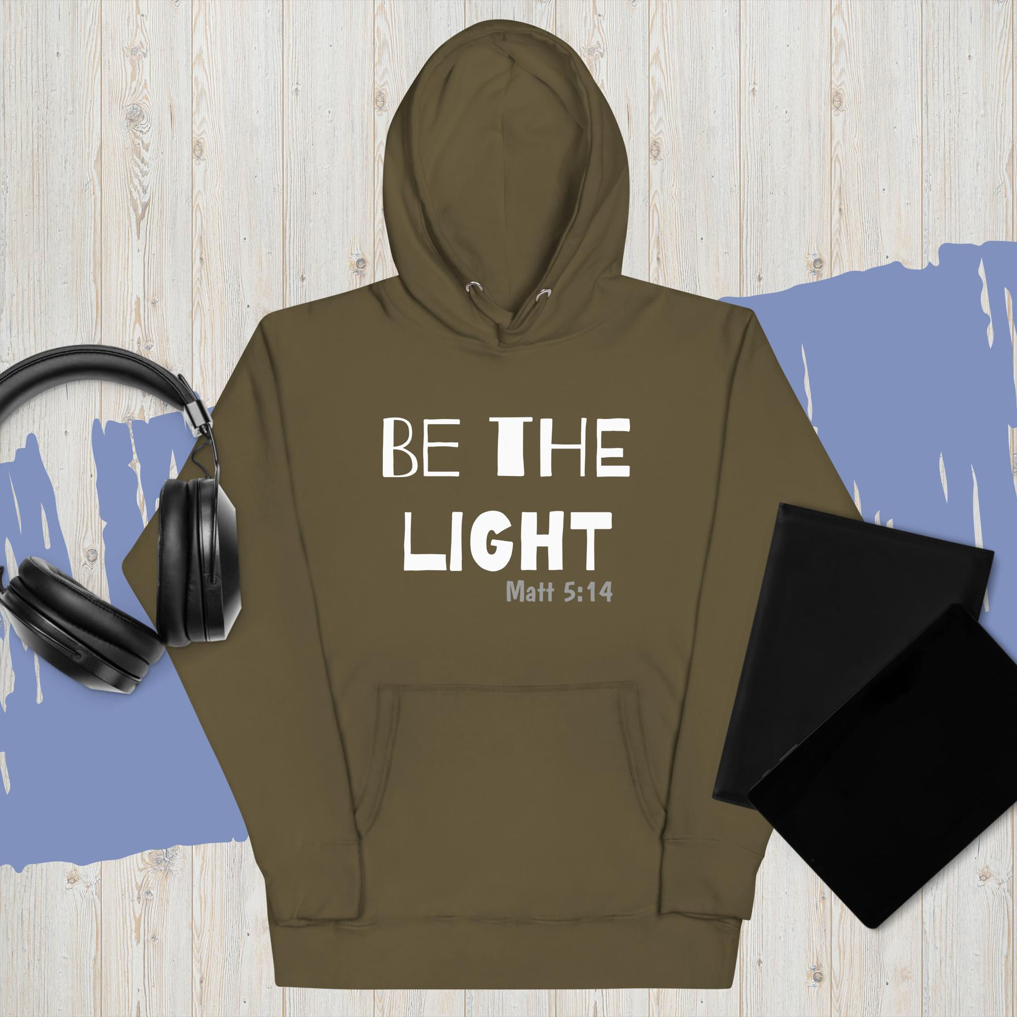 Be the Light Matt 5:14 (Light, duo colored Lettering) Unisex Hoodie