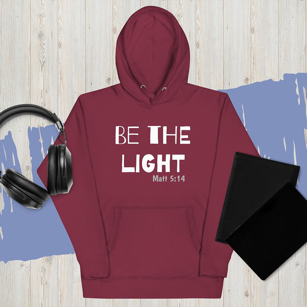 Thumbnail: Be the Light Matt 5:14 (Light, duo colored Lettering) Unisex Hoodie