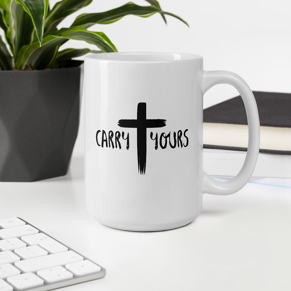 Thumbnail: Carry Your Cross with AUBTL Logo, White glossy mug