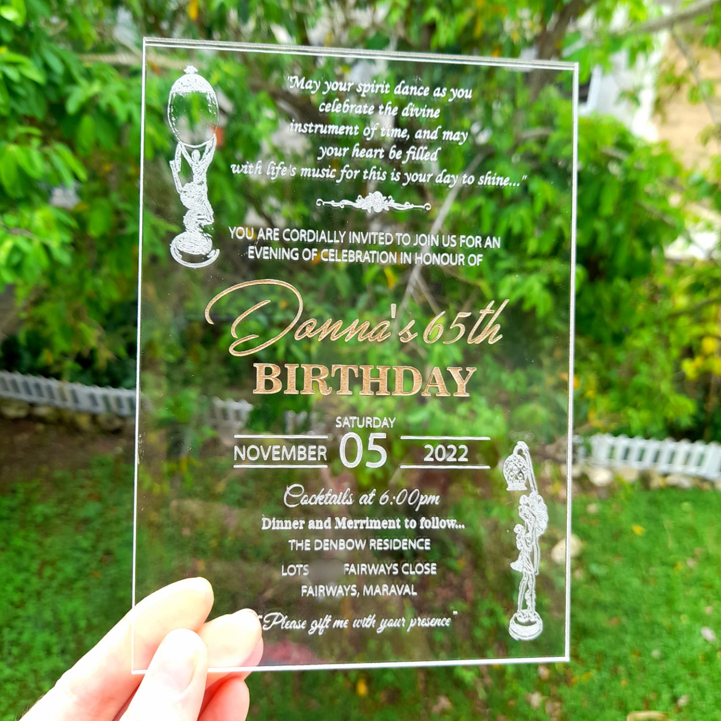 Acrylic Invitations - Gold Highlight
