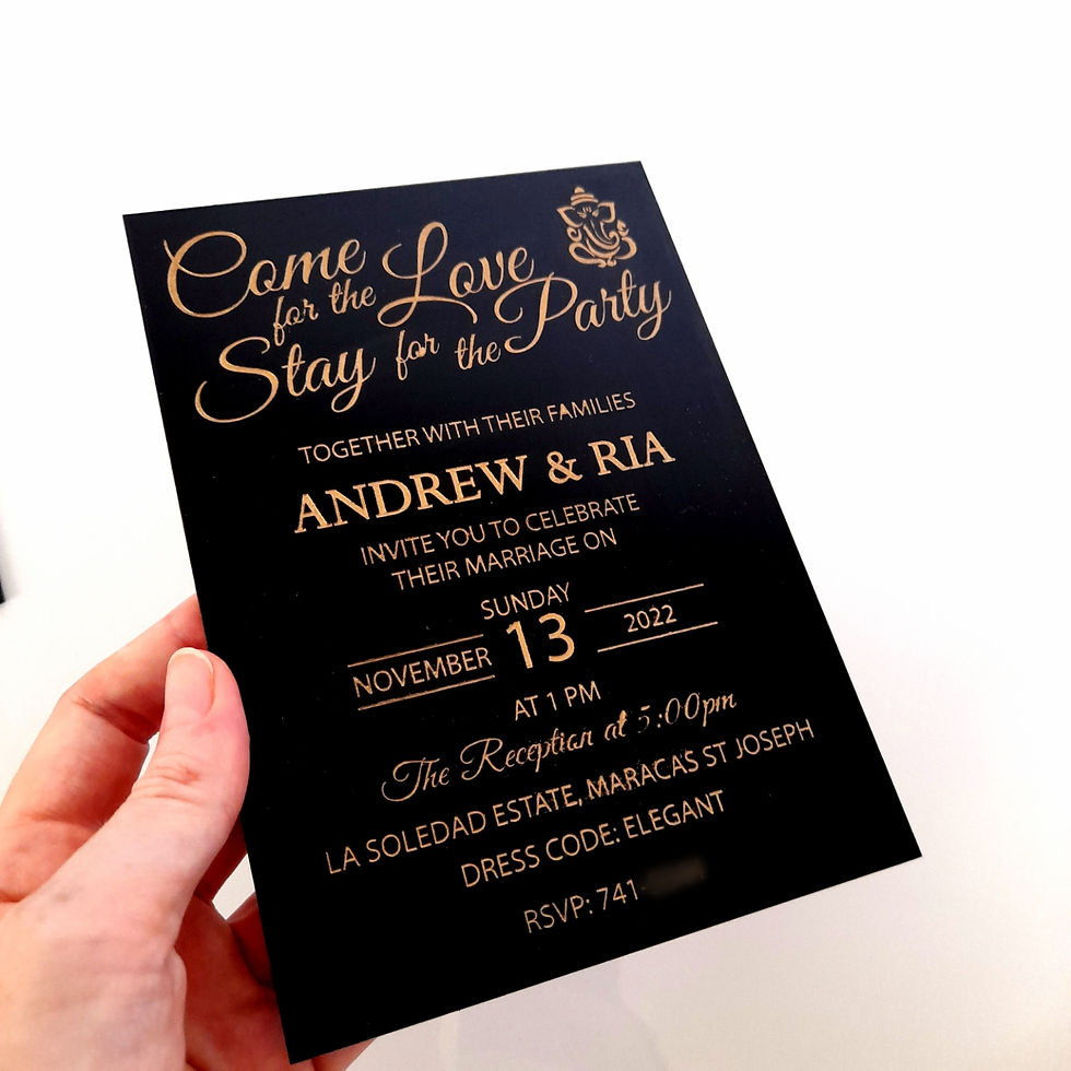 Thumbnail: Acrylic Invitations - Black & Gold