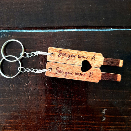 Personalized Wooden Keychain Cricket Bat Pair Personalize It Gifts