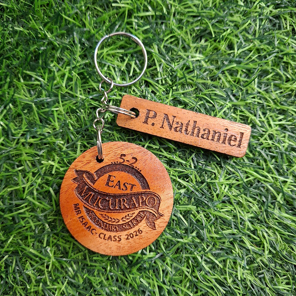 Thumbnail: Wooden Keychain Tokens - Logo Circle & Name
