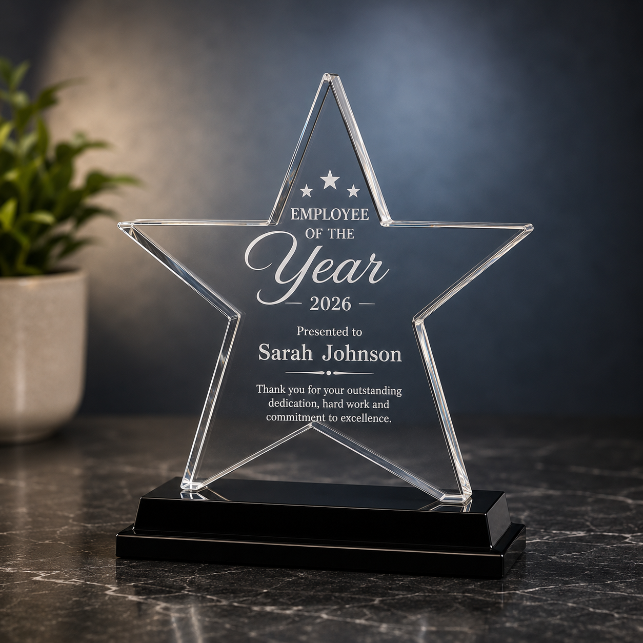 Acrylic Award - Star with Wooden Base