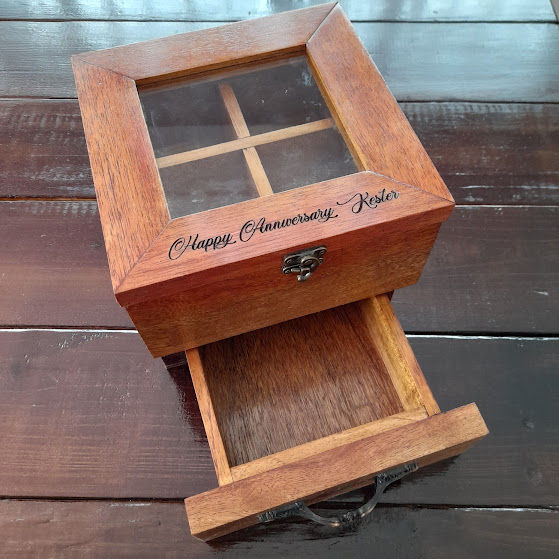 Thumbnail: Personalized Watch Box - 4 Watch Compartments & Drawer