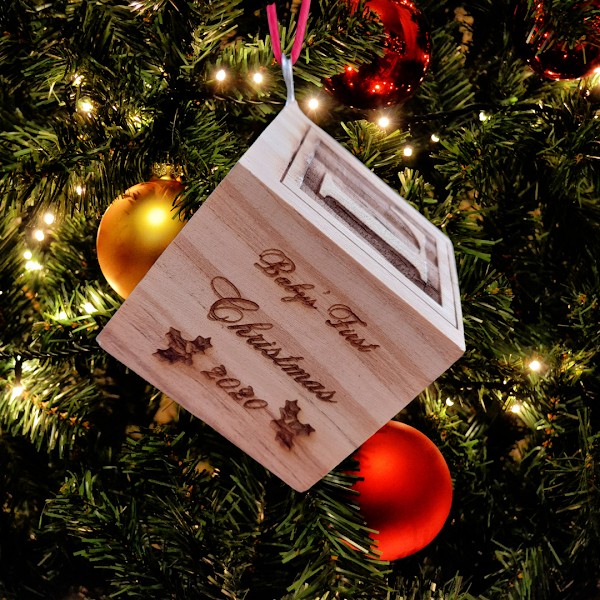 Thumbnail: Baby's First Christmas Block Ornament