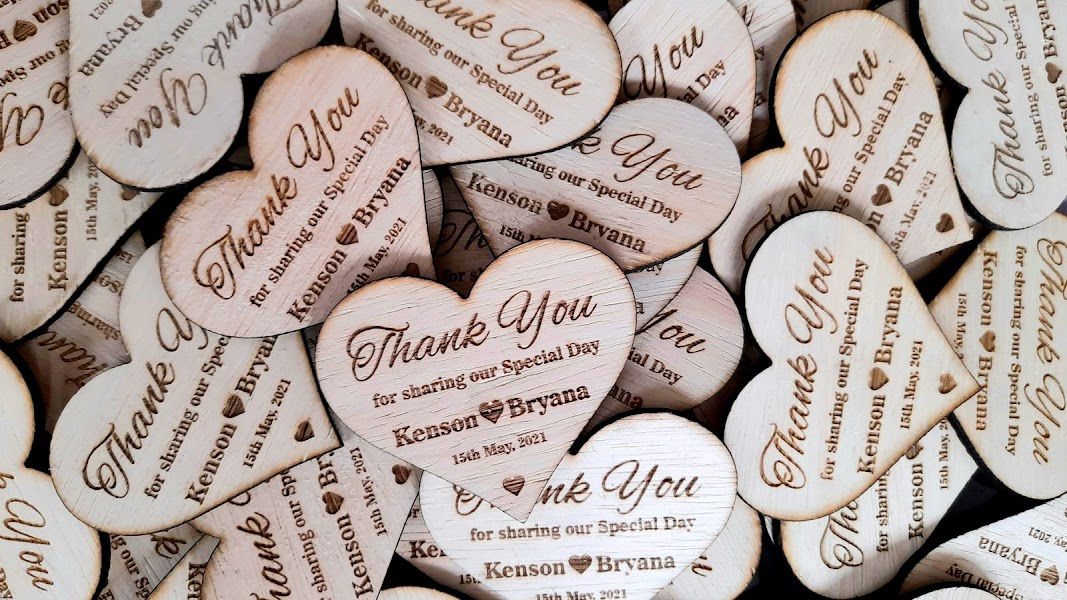 Wooden Fridge Magnet - Thank You Hearts