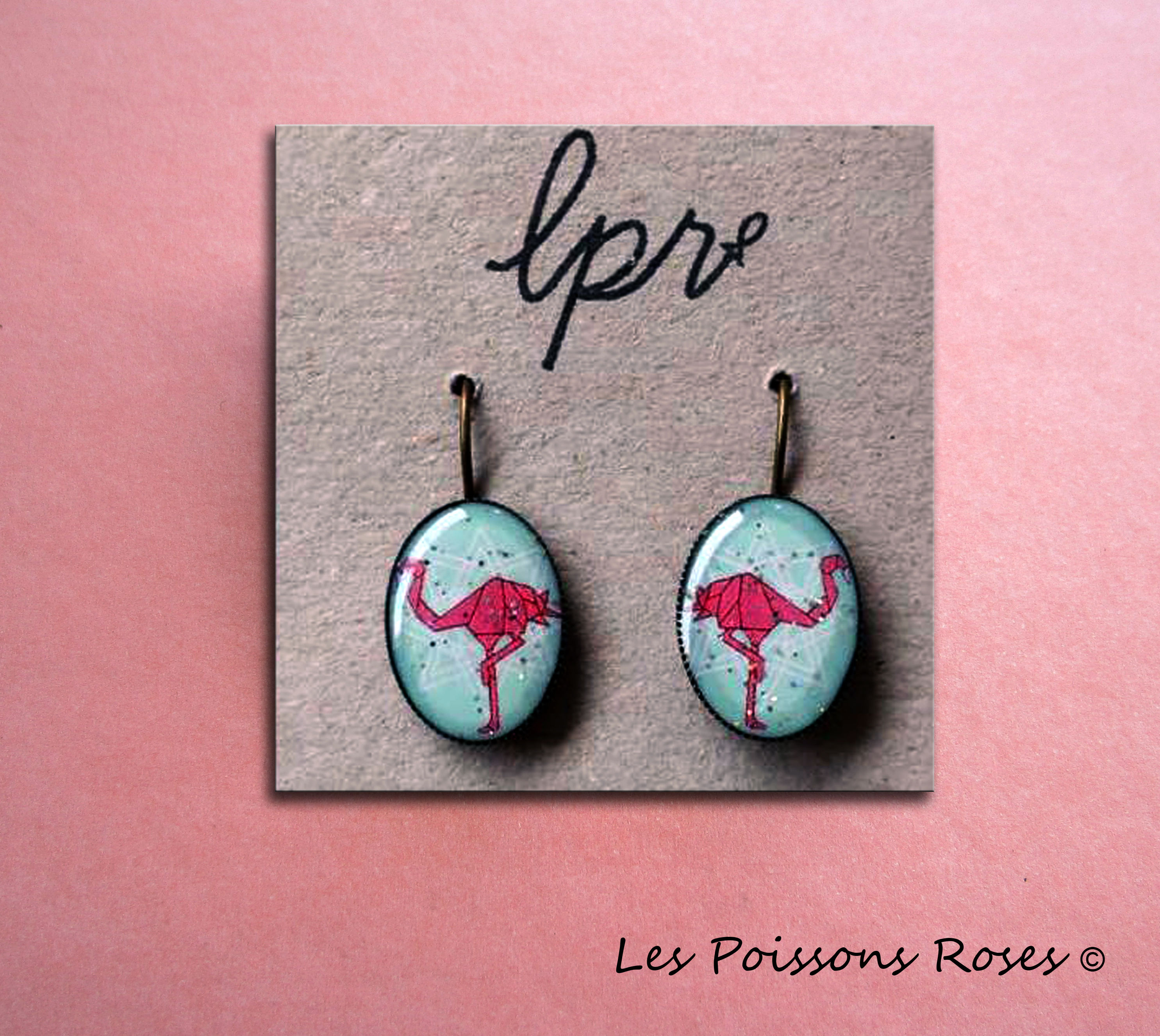 Petits Flamants roses & vert d'eau