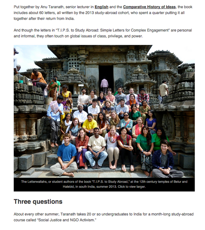 Study-abroad letters reflect on life in Bangalore