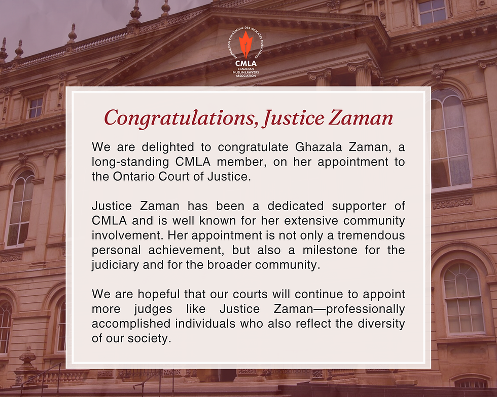 Congratulations, Justice Zaman