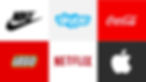 Examples of logos (Nike, Skype, Coca-Cola, Lego, Netflix and Apple)