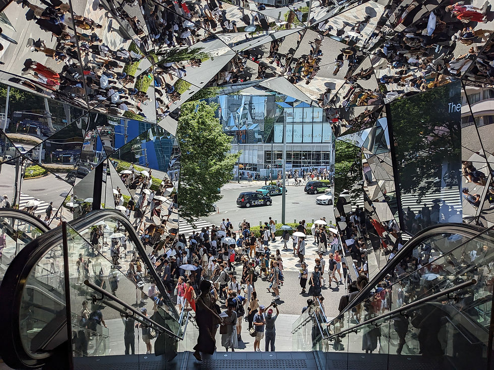 The mirrored entrance to Tokyu Plaza Omotesando is a popular photo spot