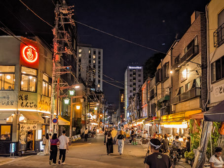 Hoppy Street in Asakusa, Tokyo, comes alive at night with countless eateries and little bars