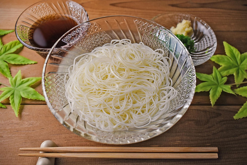 Chilled somen noodles are a hit in Japan in summer. They are usually served with a dipping sauce