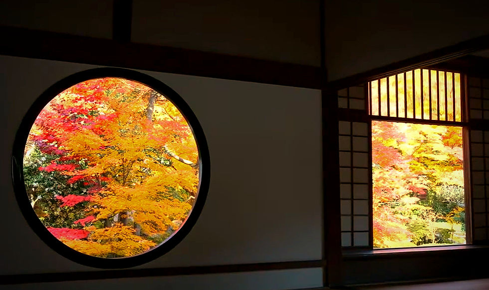 Visitors can enjoy beautiful views of the garden through Genko-an's unusual windows