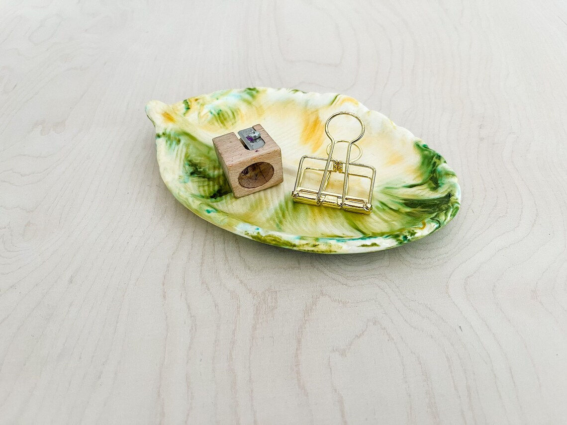 Dekoschale Blatt „Sommerwald“ | handmade | Unikat
