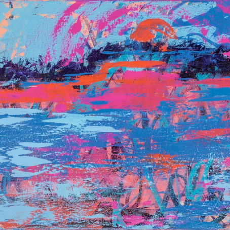 Katie Humphress, Abstract Sunset, Acrylic 24x48 Summer 2020