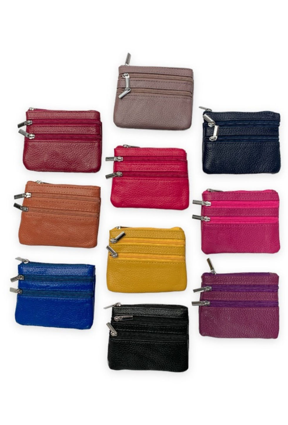 Unisex Men's Women's Soft Real Leather Coins Small Money Pouch Purse Zip Wallet