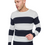 Thumbnail: Mens Comfort Jumper Two Tone Striped Sweater V-Neck Pullover Winter Sweater