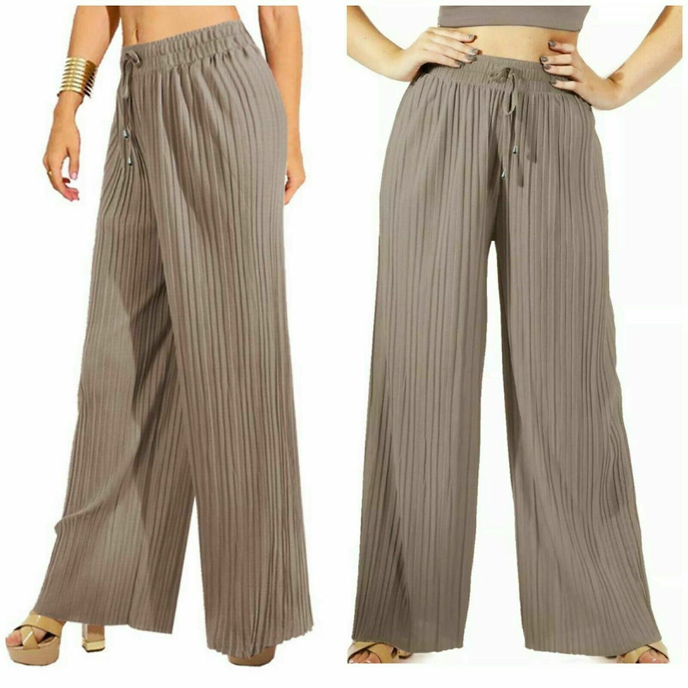 Thumbnail: Women's Wide Leg Trousers Harem Pleated Crinkle Flared Pants Palazzo Plain Baggy