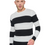 Thumbnail: Mens Comfort Jumper Two Tone Striped Sweater V-Neck Pullover Winter Sweater