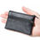 Thumbnail: Unisex Black Small Coin Pouch Purse Key Holder Leather Zip Wallet Card Holder
