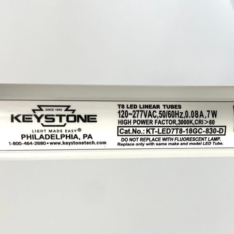 Keystone KT-LED7T8-18GC-830-D 18 inch Shatterproof LED Tube