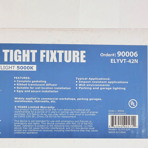 4' Vaportight 40 Watts 5000K Light
