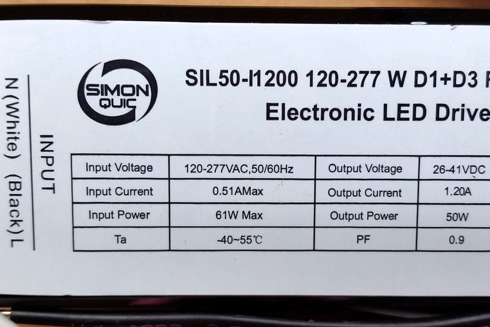 SIL50-I1200-120-277-W-D1 D3-R 50W Constant Current Electronic LED Driver