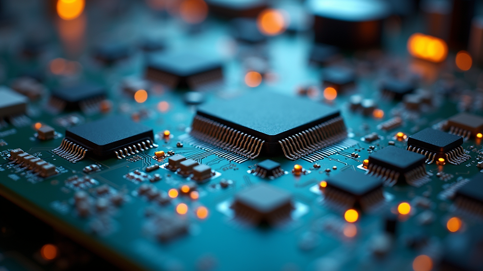 Close-up view of a circuit board with integrated components
