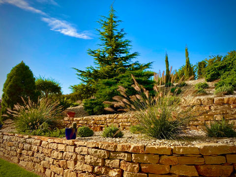 Mit diesem mediterranen Garten haben Sie Urlaub direkt vor der Haustür! Hier können Sie die Seele baumeln lassen und die entspannende Atmosphäre genießen, die an sonnige Küsten erinnert. Die üppigen Pflanzen und blühenden Blumen schaffen eine einladende Umgebung, die zum Verweilen einlädt. Erleben Sie das Gefühl Urlaub und Entspannung in Ihrem eigenen Garten!