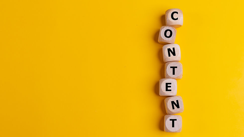 content letters on yellow table