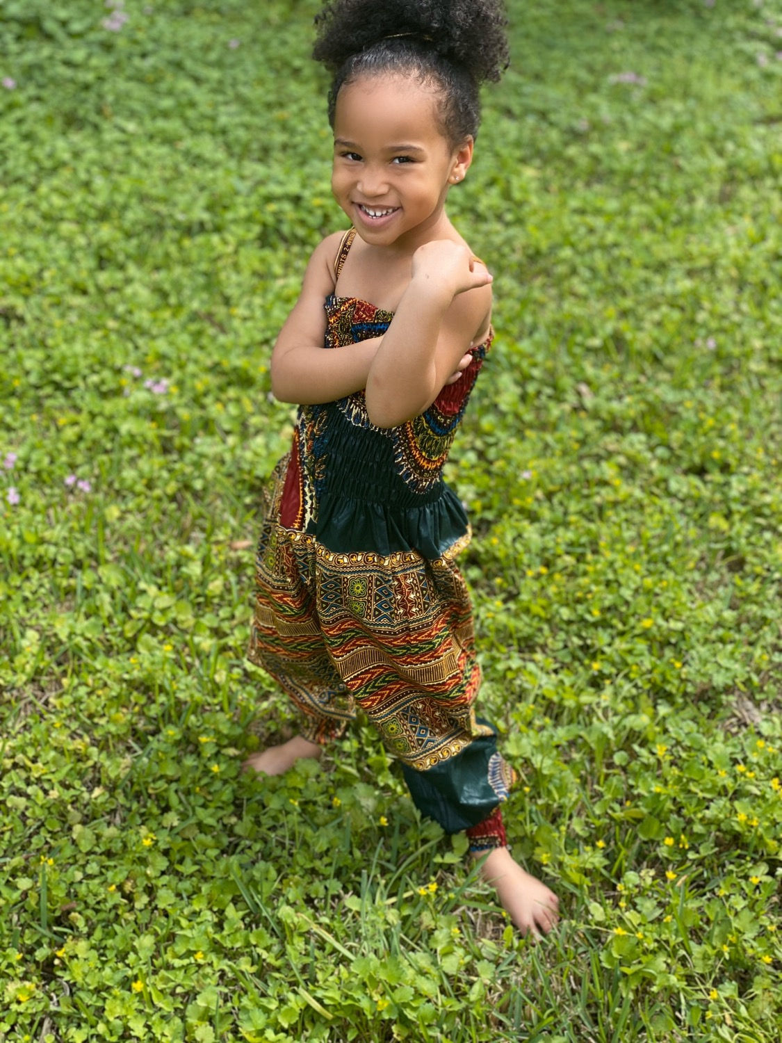 TRADITIONAL PRINT GREEN ANKARA JUMPSUIT