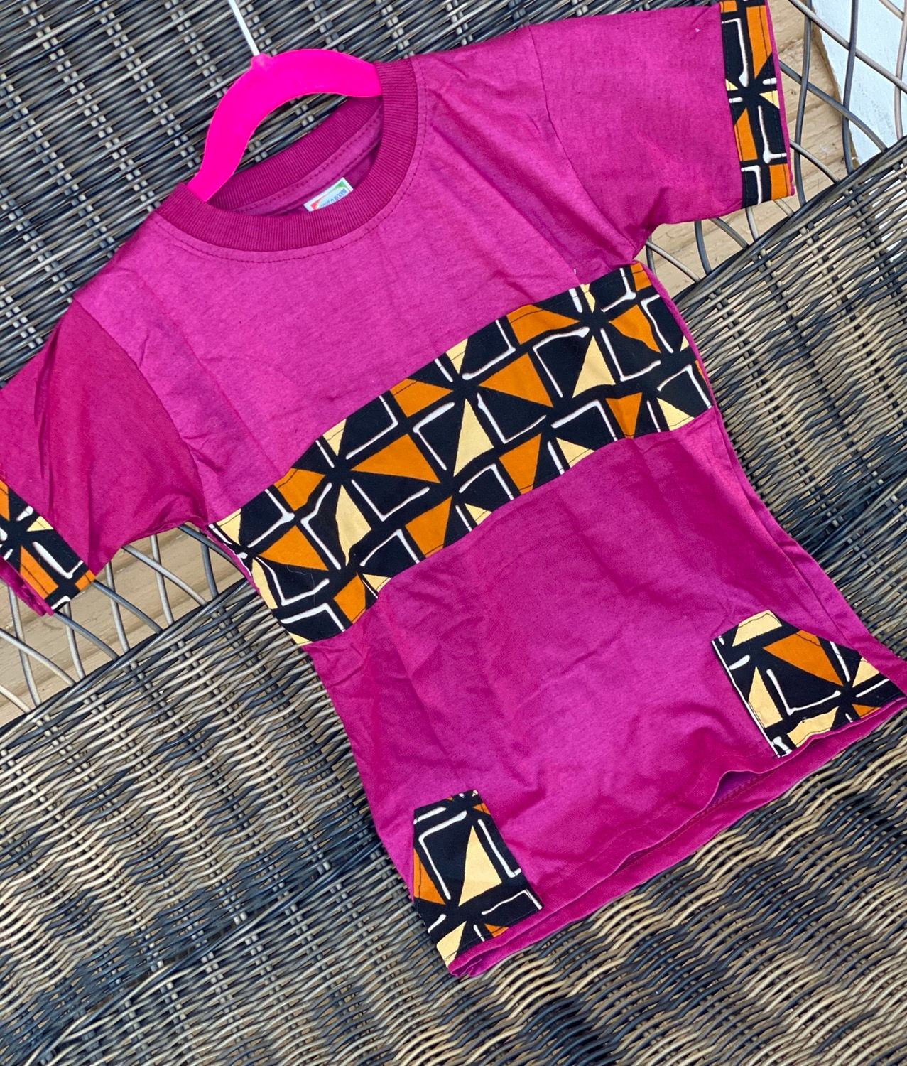 MAROON ANKARA BLK BROWN TEE  (3T/4T)