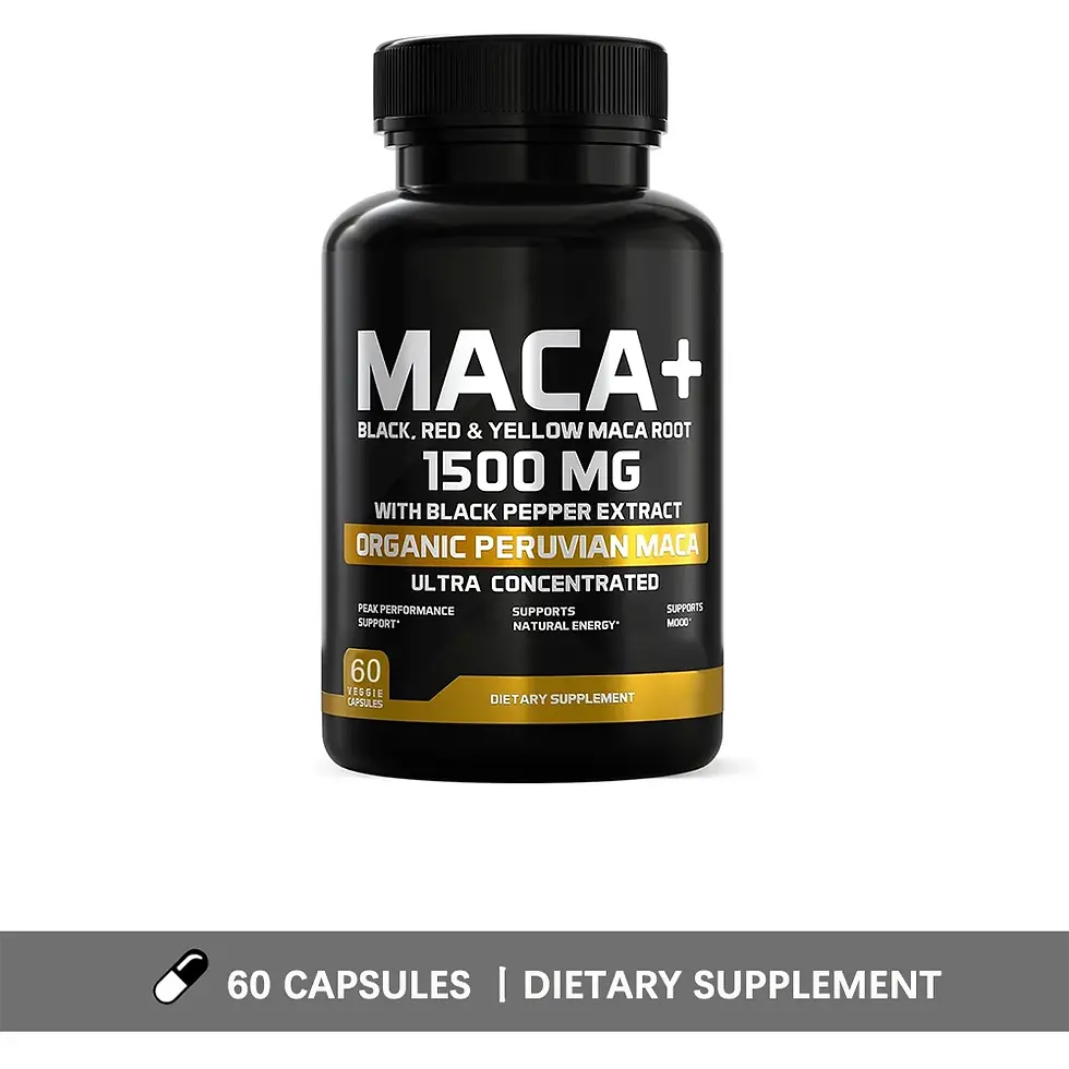 Thumbnail: Organic Maca Root Powder Capsules 1500mg Black+Red+Yellow Peruvian Maca Vegan
