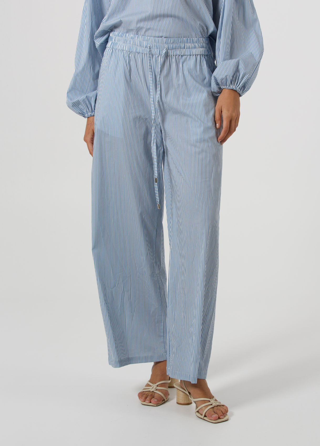 Pantalon à rayures à taille élastiquée