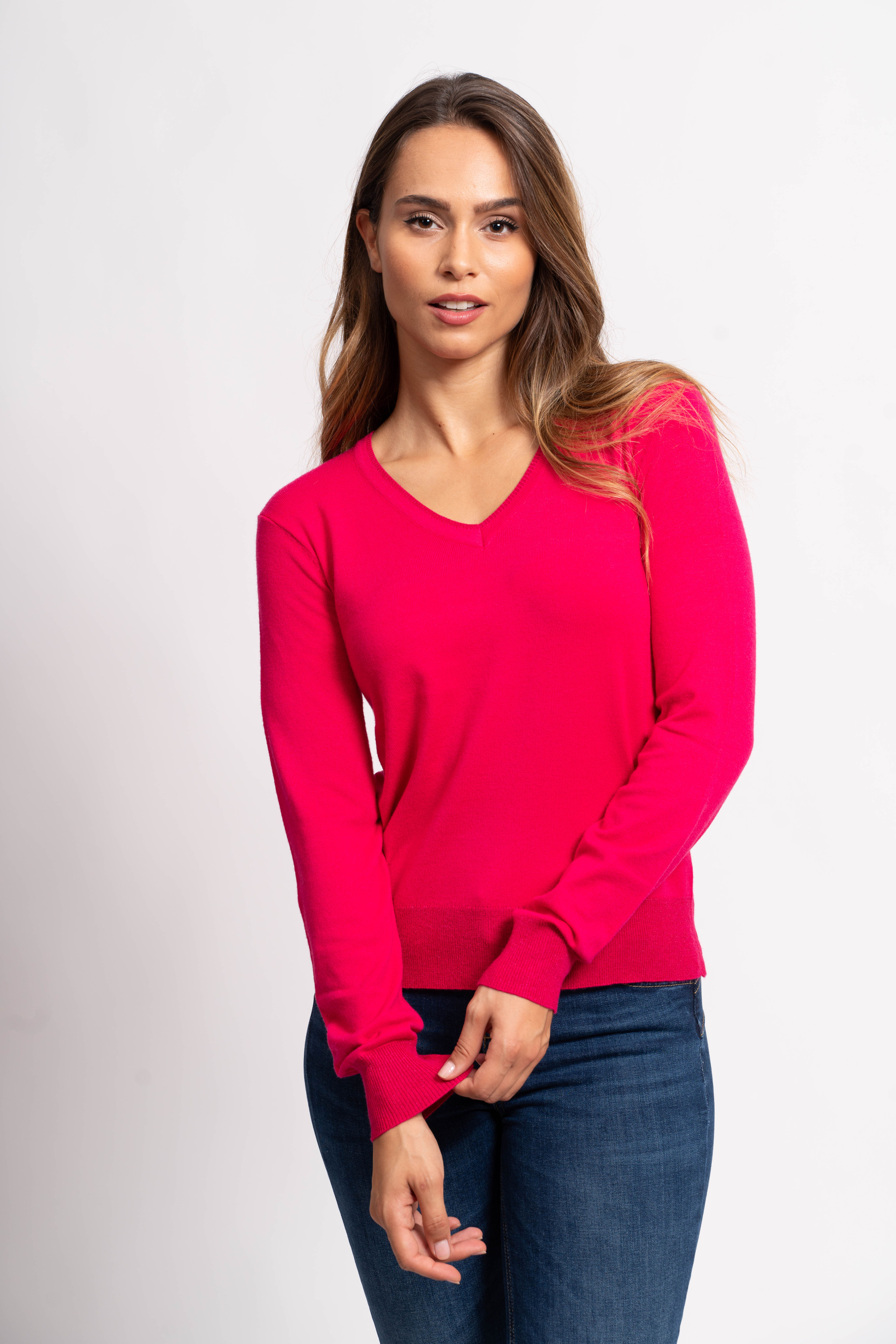 Pull col V avec fils de Lurex®