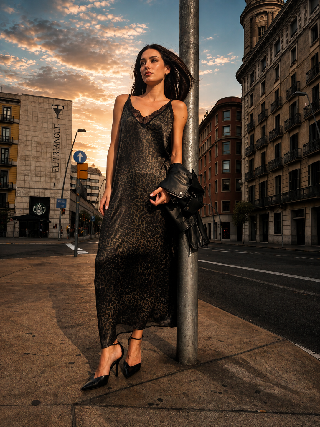 Robe longue avec détails en dentelle
