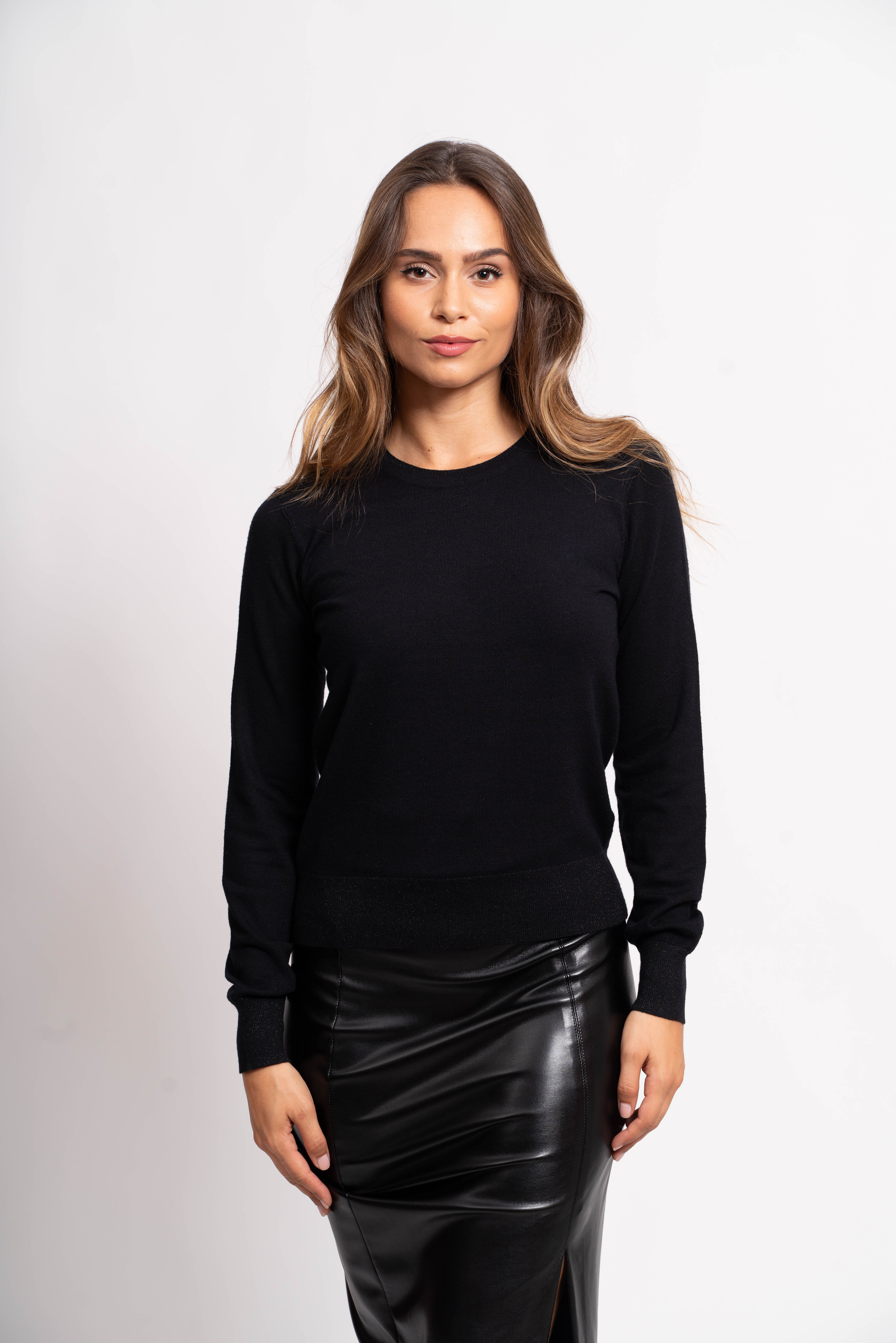 Pull col rond avec fils de Lurex®