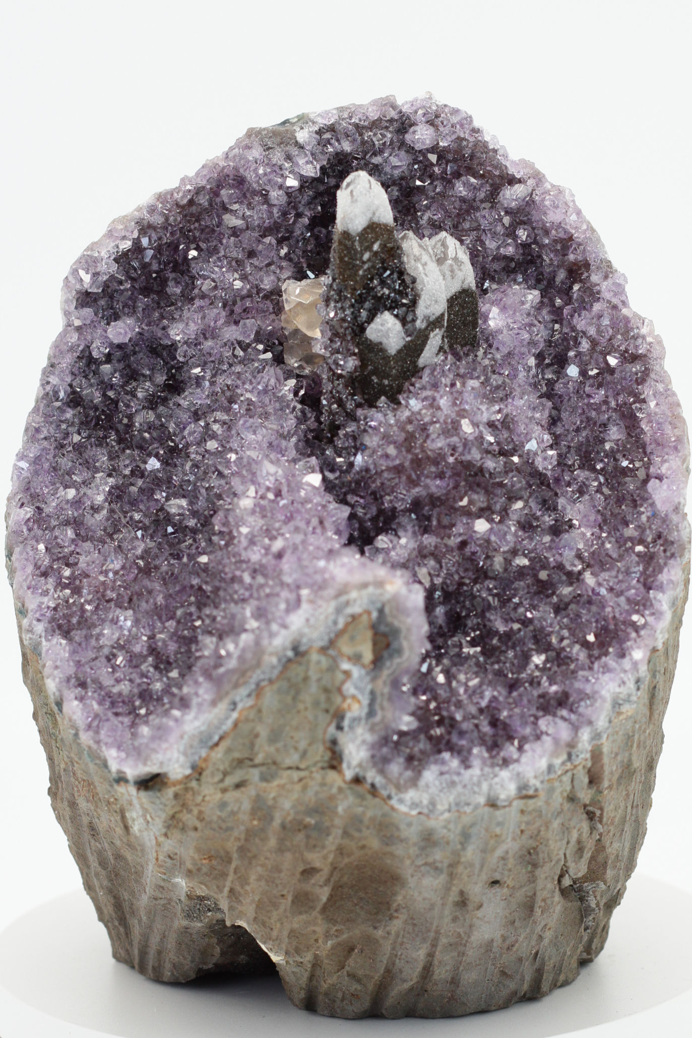 Exclusive Artigas Amethyst Geode with Black Calcite and Crystal Flower 17cm PR007