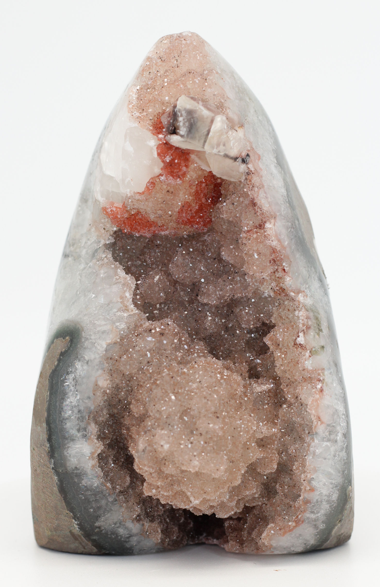 Exclusive Pointed Amethyst Geode with Rare Hematite Inclusion 12cm PR016