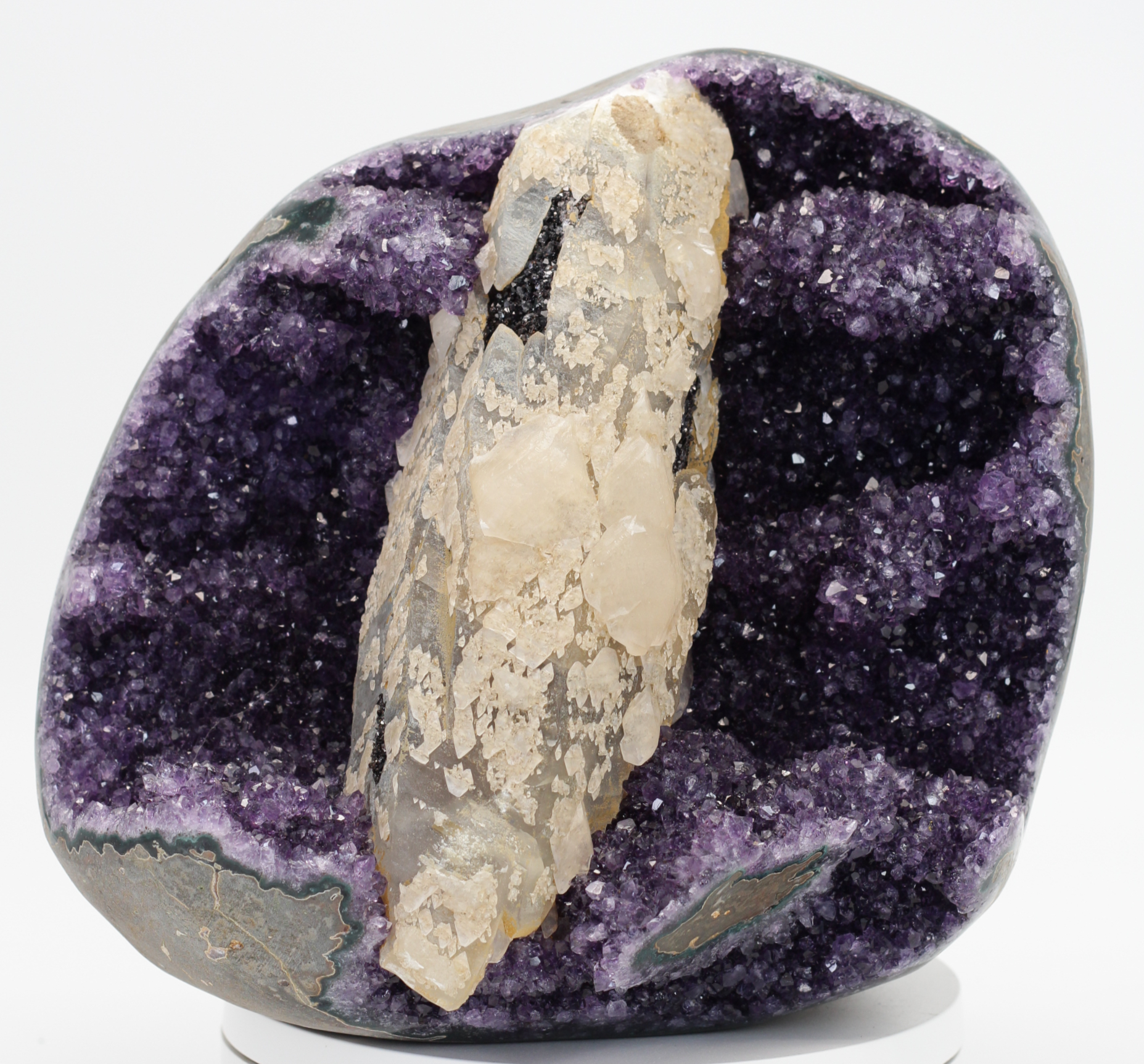 Exclusive Artigas Amethyst Geode with Huge Calcite Sceptre 18cm PR002