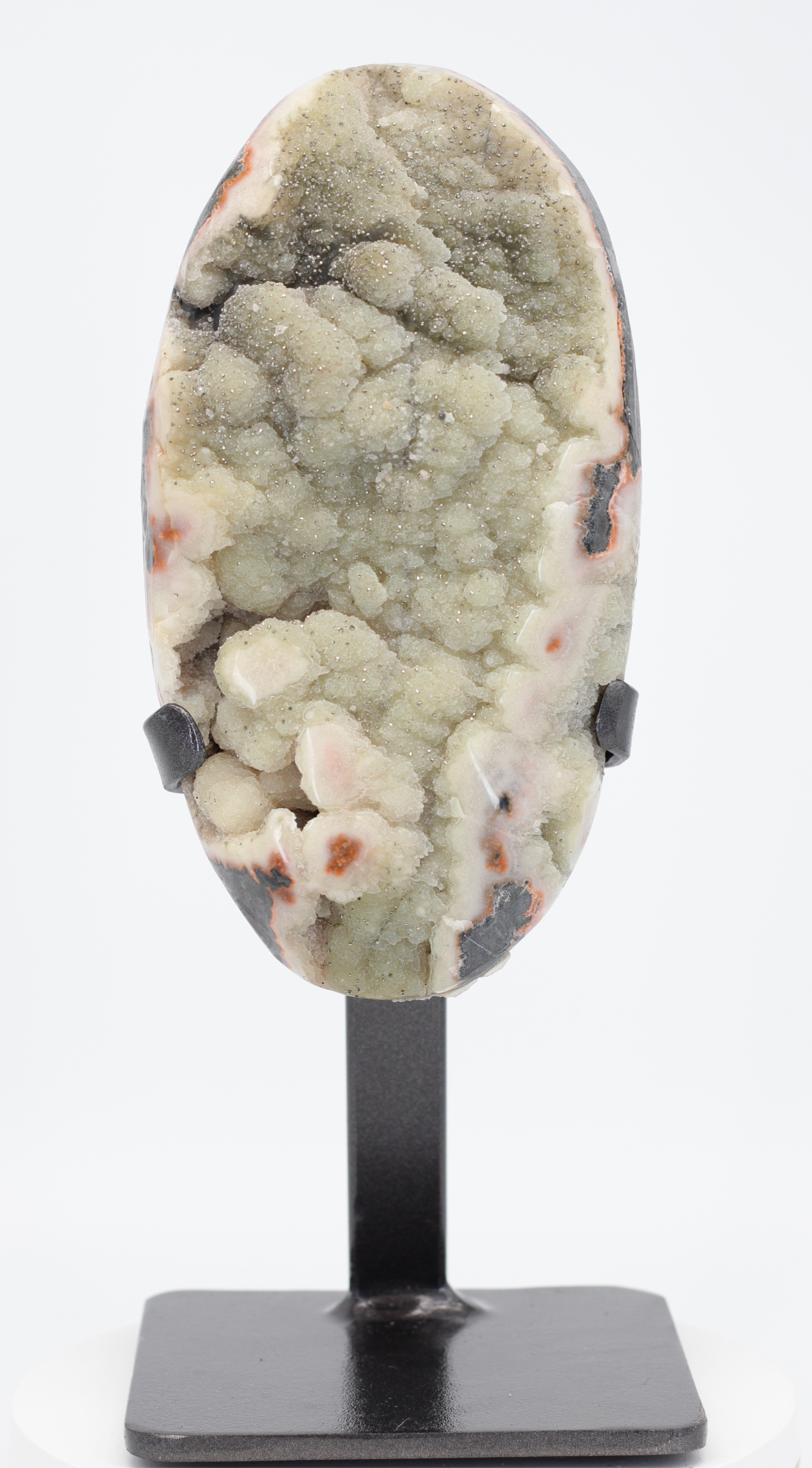 Exclusive Artigas Druzy Quartz on Jasper Sculpture on Black Stand 23cm JAS001